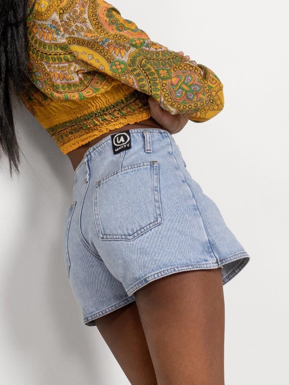 Vintage Light Denim Skort: High Waist Mini Skirt Shorts (Size 2/3)